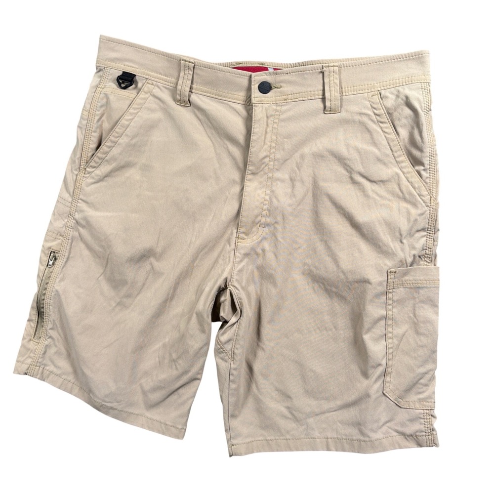 Wrangler Outdoor Cargo Shorts Mens 37 (Tag 36) Tan Nylon Stretch Utility